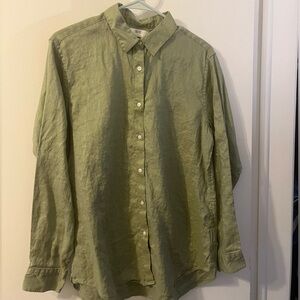UNIQLO Premium Linen Shirt in Light Green